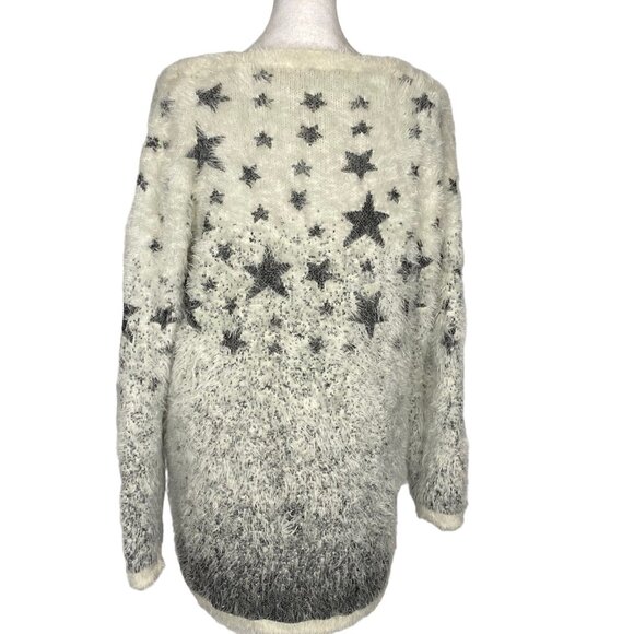 LAUREN MICHELLE Women Eyelash Stars Pullover Sweater Sz XL White Metallic 29-11 - Picture 2 of 13